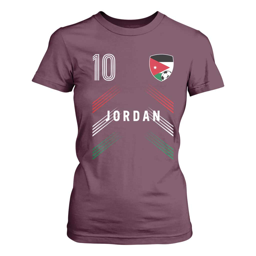 Jordan Soccer Sports Graphic Number 10 Jersey Style T Shirt For Women Proud Jordanian Football Fans Game Day Pride