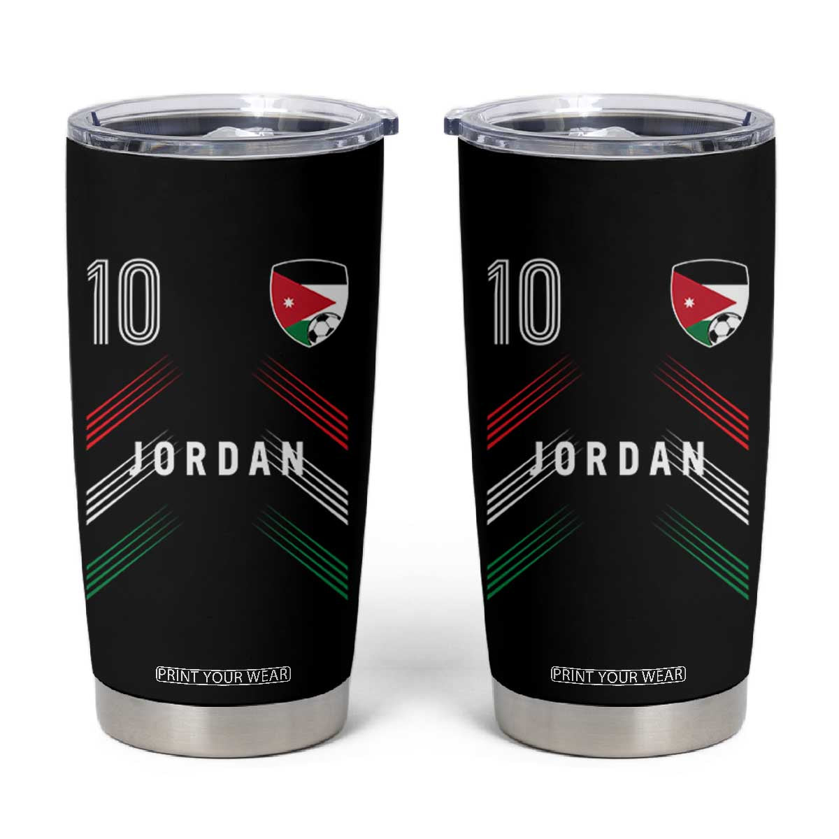 Jordan Soccer Sports Graphic Number 10 Jersey Style Tumbler Cup Proud Jordanian Football Fans Game Day Pride