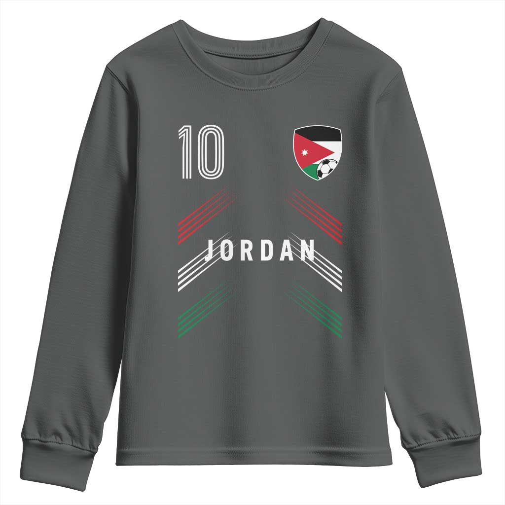 Jordan Soccer Sports Graphic Number 10 Jersey Style Youth Sweatshirt Proud Jordanian Football Fans Game Day Pride