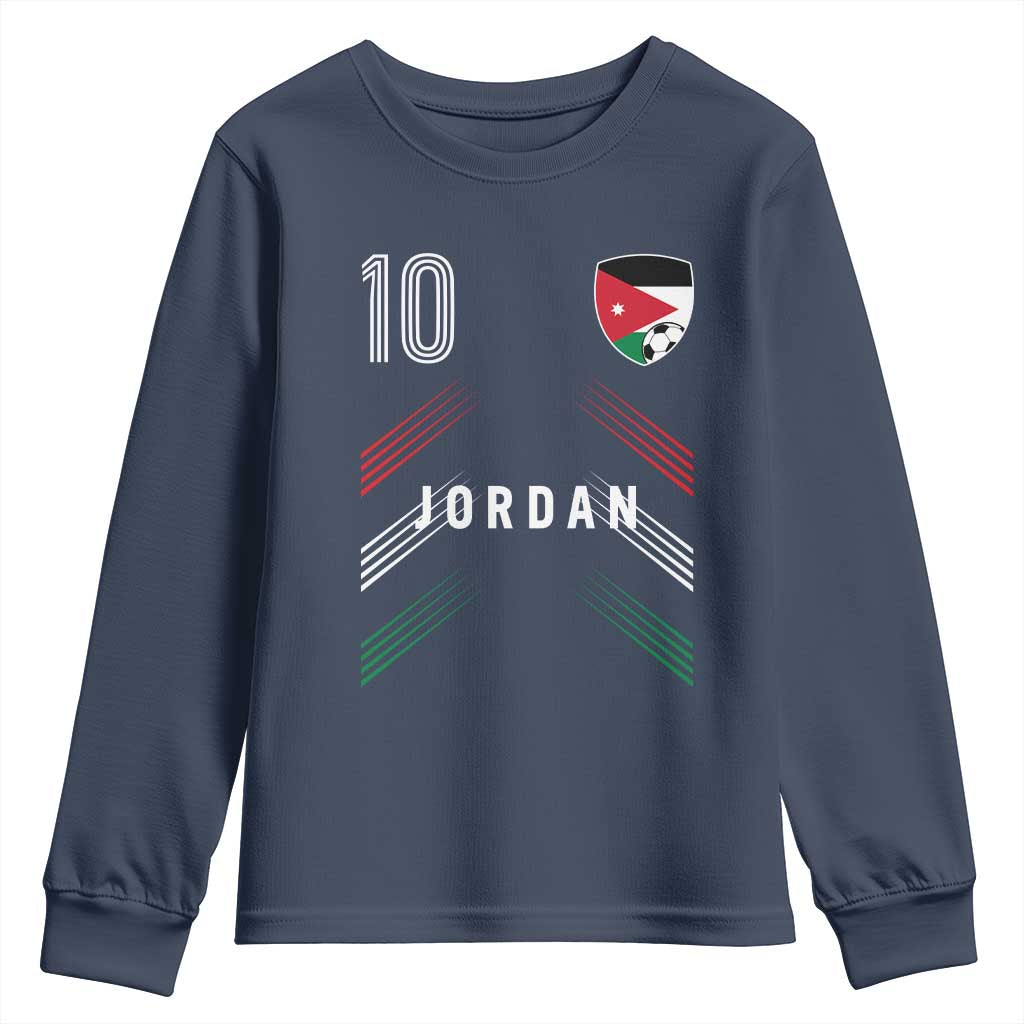 Jordan Soccer Sports Graphic Number 10 Jersey Style Youth Sweatshirt Proud Jordanian Football Fans Game Day Pride
