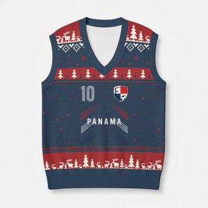 Panama Soccer Sports Graphic Number 10 Jersey Style V-Neck Knit Sweater Vest Proud Panamanian Football Fans Game Day Pride