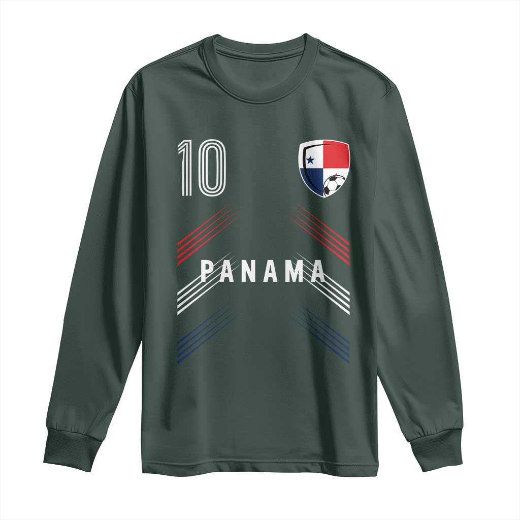 Panama Soccer Sports Graphic Number 10 Jersey Style Long Sleeve Shirt Proud Panamanian Football Fans Game Day Pride