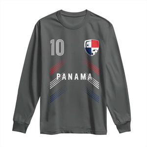 Panama Soccer Sports Graphic Number 10 Jersey Style Long Sleeve Shirt Proud Panamanian Football Fans Game Day Pride