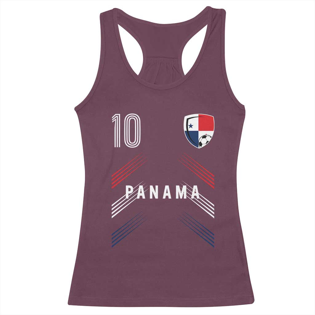 Panama Soccer Sports Graphic Number 10 Jersey Style Racerback Tank Top Proud Panamanian Football Fans Game Day Pride