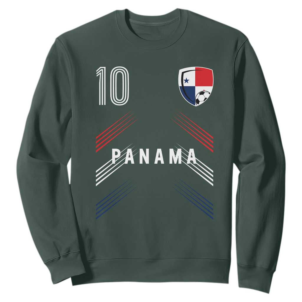 Panama Soccer Sports Graphic Number 10 Jersey Style Sweatshirt Proud Panamanian Football Fans Game Day Pride
