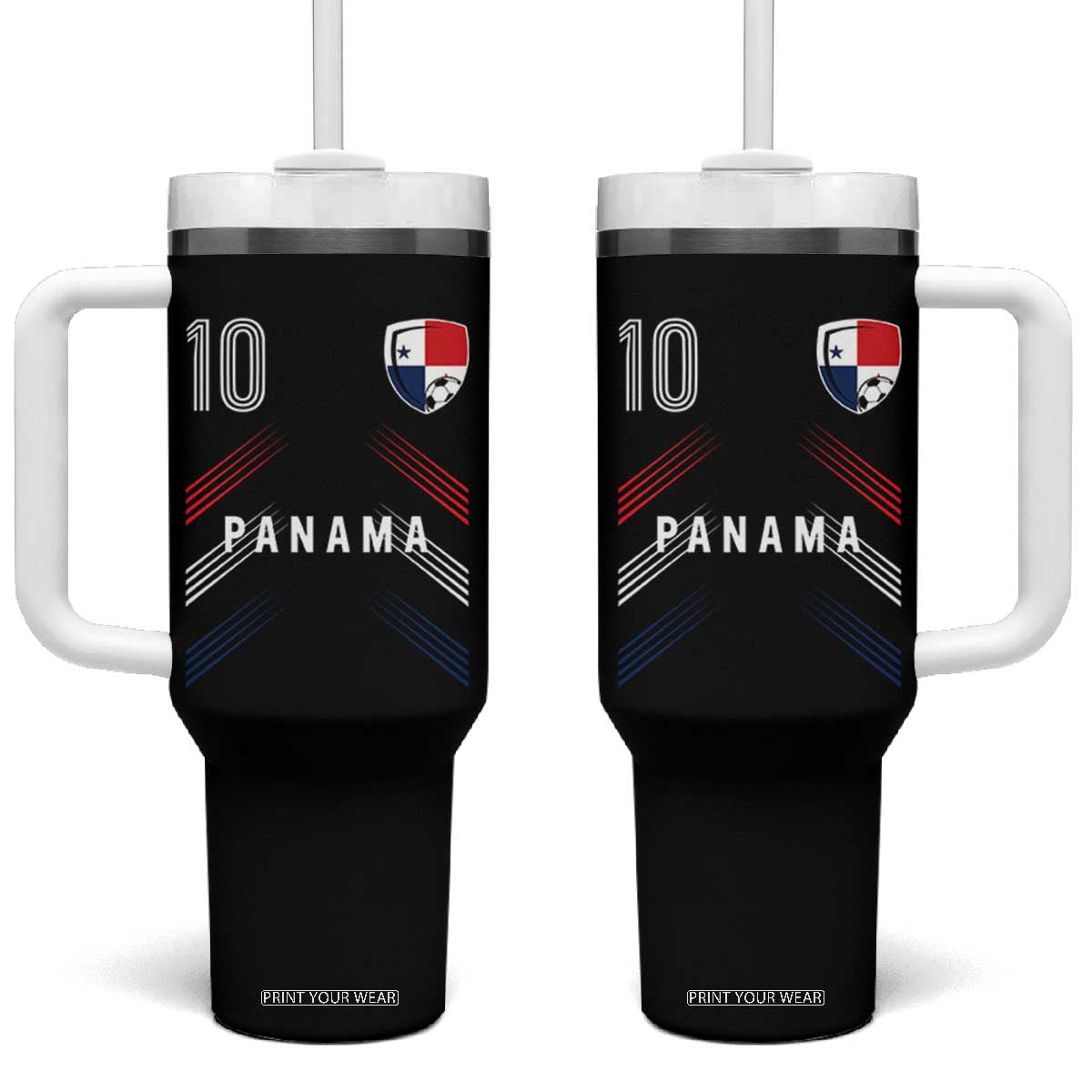 Panama Soccer Sports Graphic Number 10 Jersey Style Tumbler With Handle Proud Panamanian Football Fans Game Day Pride