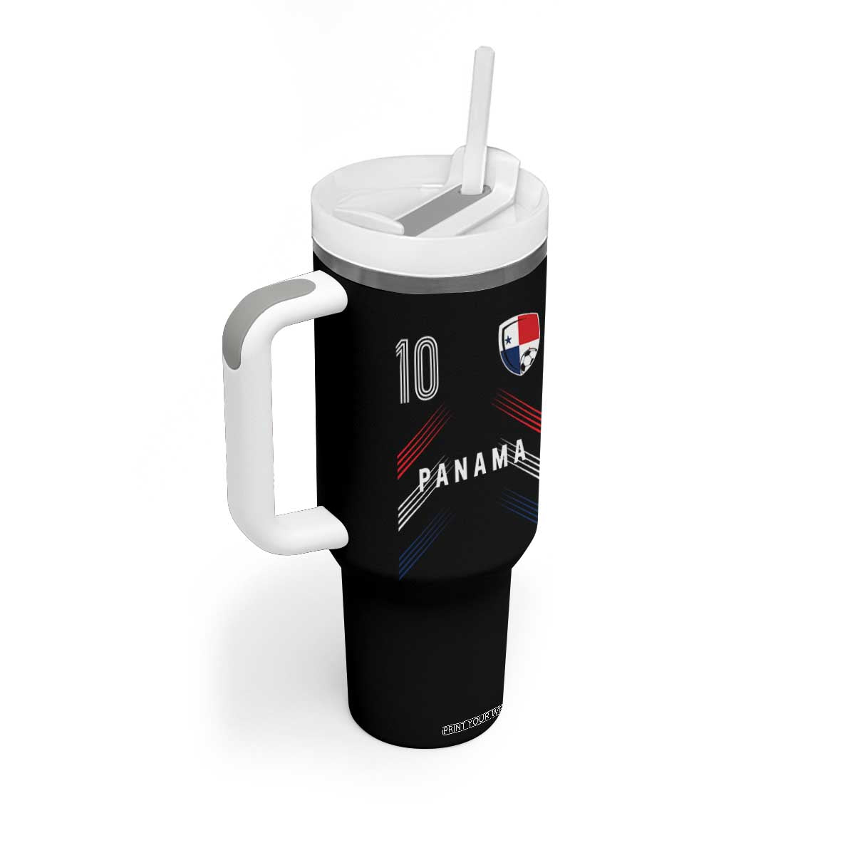 Panama Soccer Sports Graphic Number 10 Jersey Style Tumbler With Handle Proud Panamanian Football Fans Game Day Pride