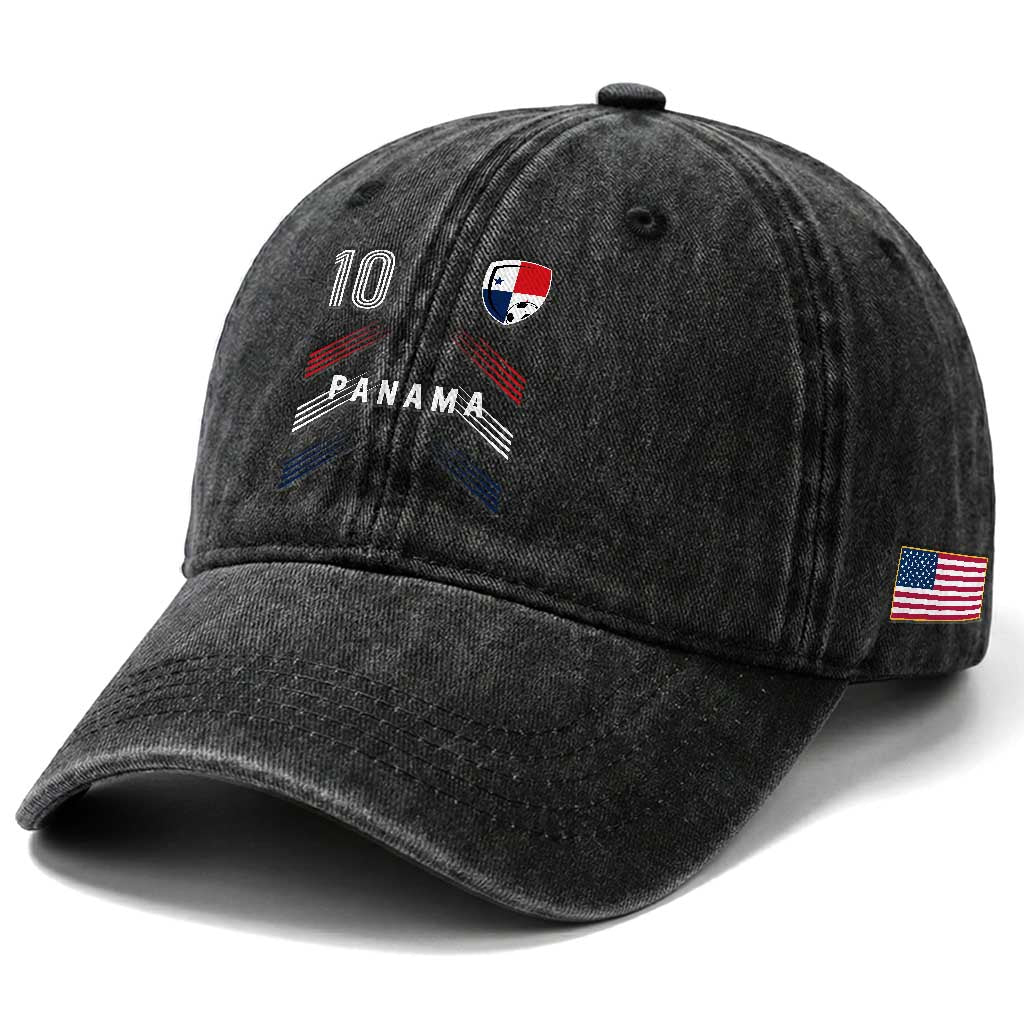 Panama Soccer Sports Graphic Number 10 Jersey Style Washed Cotton Baseball Cap Proud Panamanian Football Fans Game Day Pride