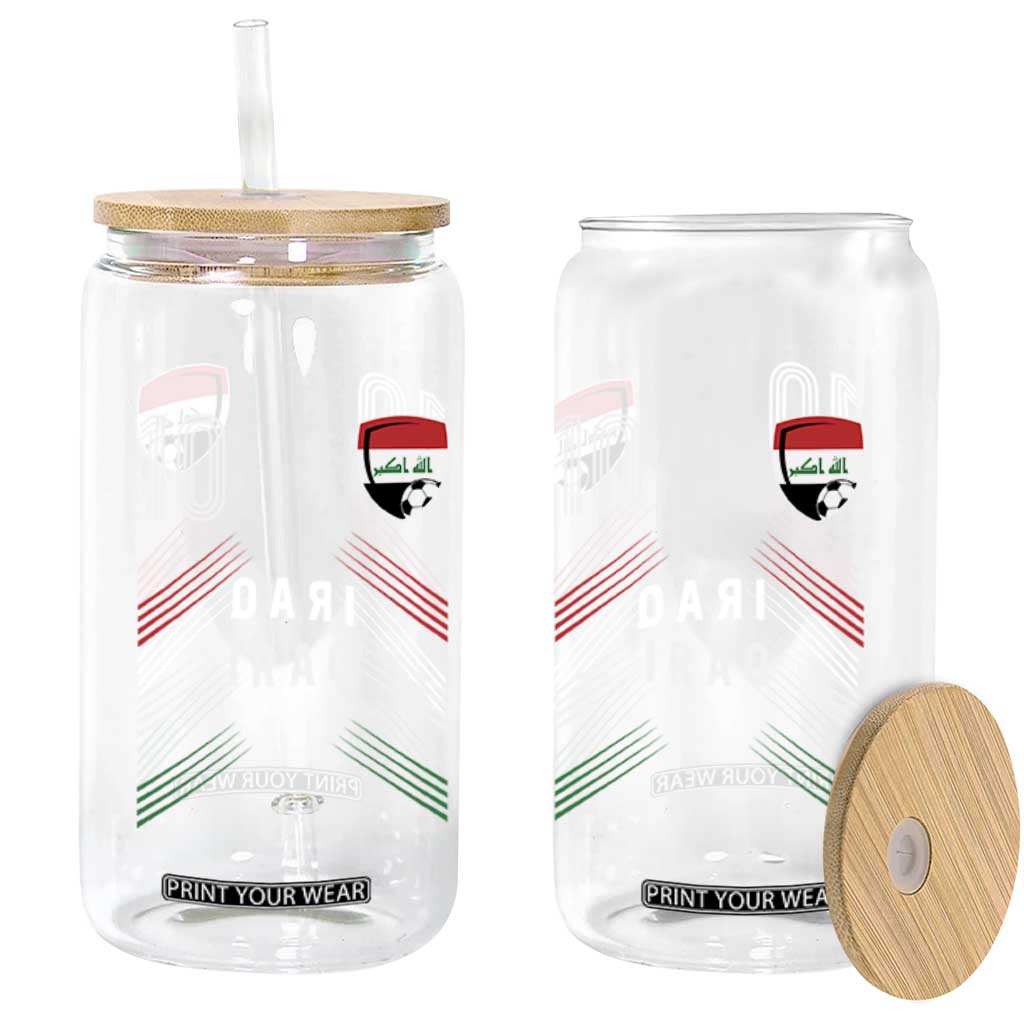 Iraq Soccer Sports Graphic Number 10 Jersey Style Glass Can Proud Iraqi Football Fans Game Day Pride