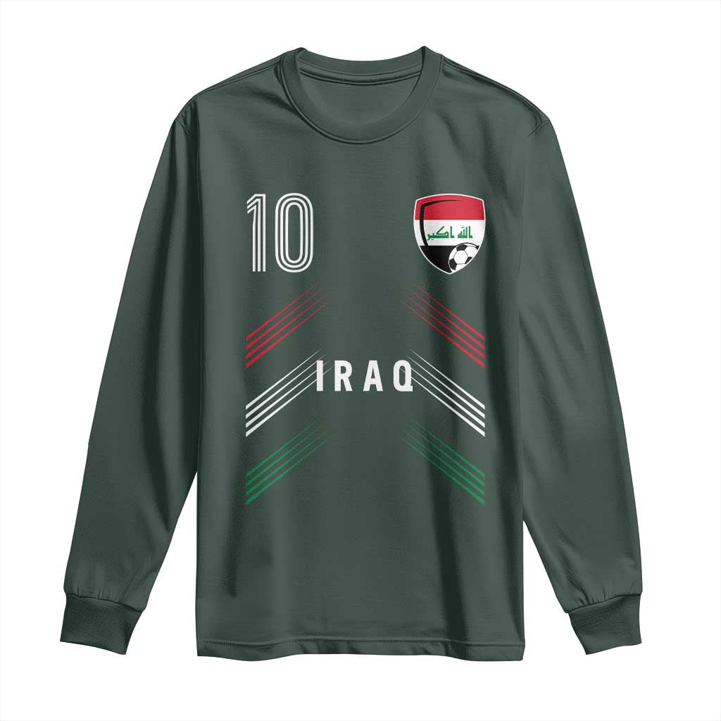 Iraq Soccer Sports Graphic Number 10 Jersey Style Long Sleeve Shirt Proud Iraqi Football Fans Game Day Pride
