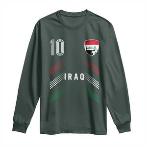 Iraq Soccer Sports Graphic Number 10 Jersey Style Long Sleeve Shirt Proud Iraqi Football Fans Game Day Pride