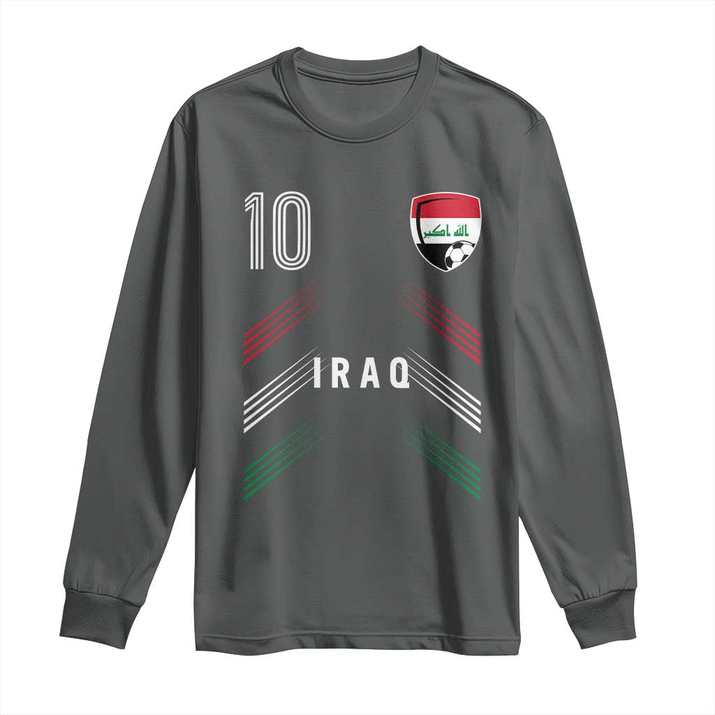 Iraq Soccer Sports Graphic Number 10 Jersey Style Long Sleeve Shirt Proud Iraqi Football Fans Game Day Pride