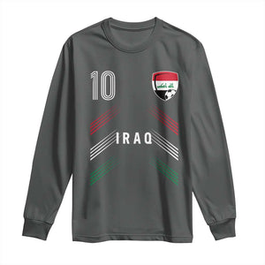 Iraq Soccer Sports Graphic Number 10 Jersey Style Long Sleeve Shirt Proud Iraqi Football Fans Game Day Pride