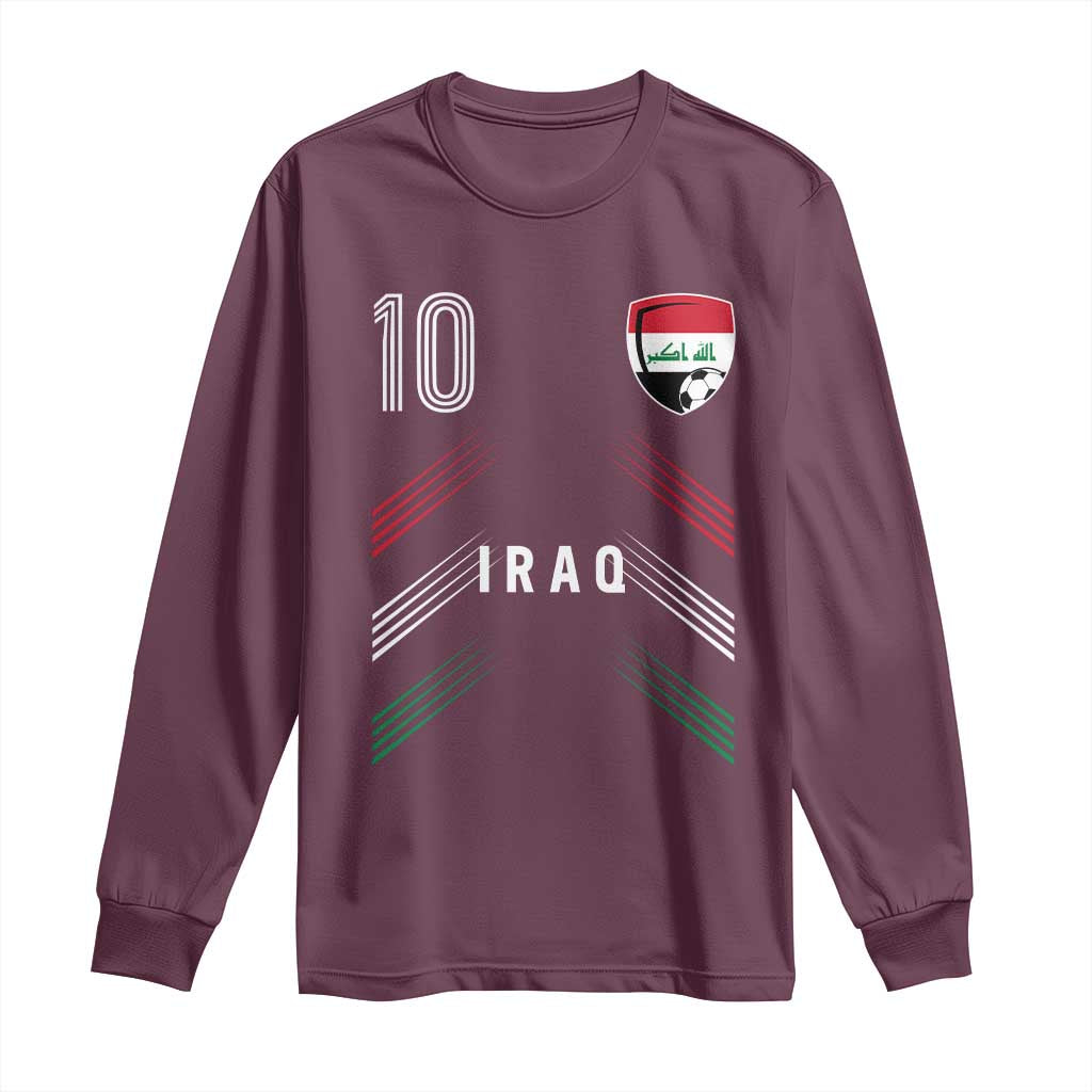 Iraq Soccer Sports Graphic Number 10 Jersey Style Long Sleeve Shirt Proud Iraqi Football Fans Game Day Pride