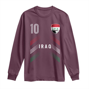 Iraq Soccer Sports Graphic Number 10 Jersey Style Long Sleeve Shirt Proud Iraqi Football Fans Game Day Pride