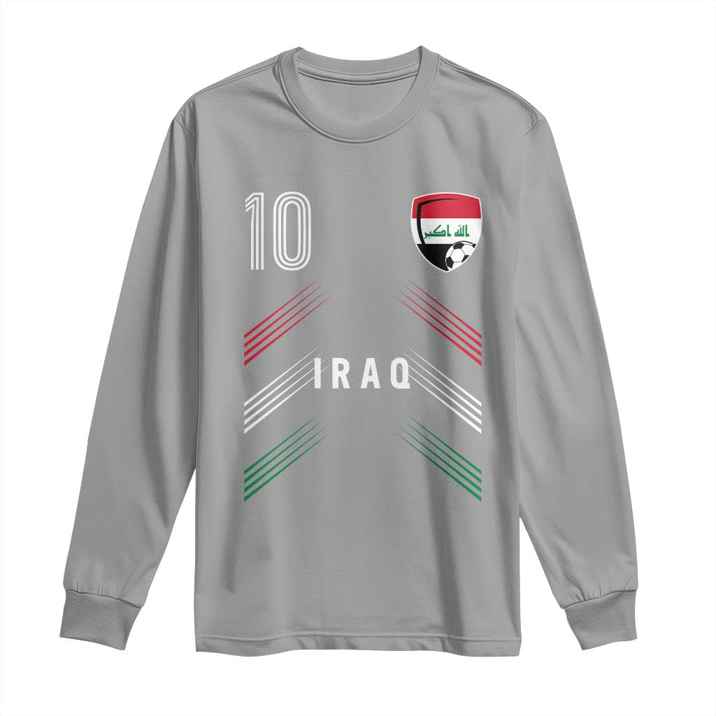 Iraq Soccer Sports Graphic Number 10 Jersey Style Long Sleeve Shirt Proud Iraqi Football Fans Game Day Pride