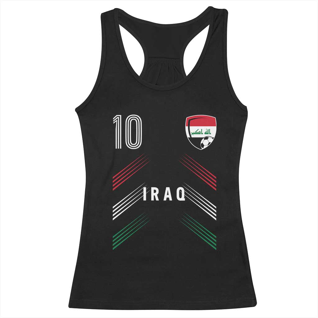 Iraq Soccer Sports Graphic Number 10 Jersey Style Racerback Tank Top Proud Iraqi Football Fans Game Day Pride TS02 Black Print Your Wear