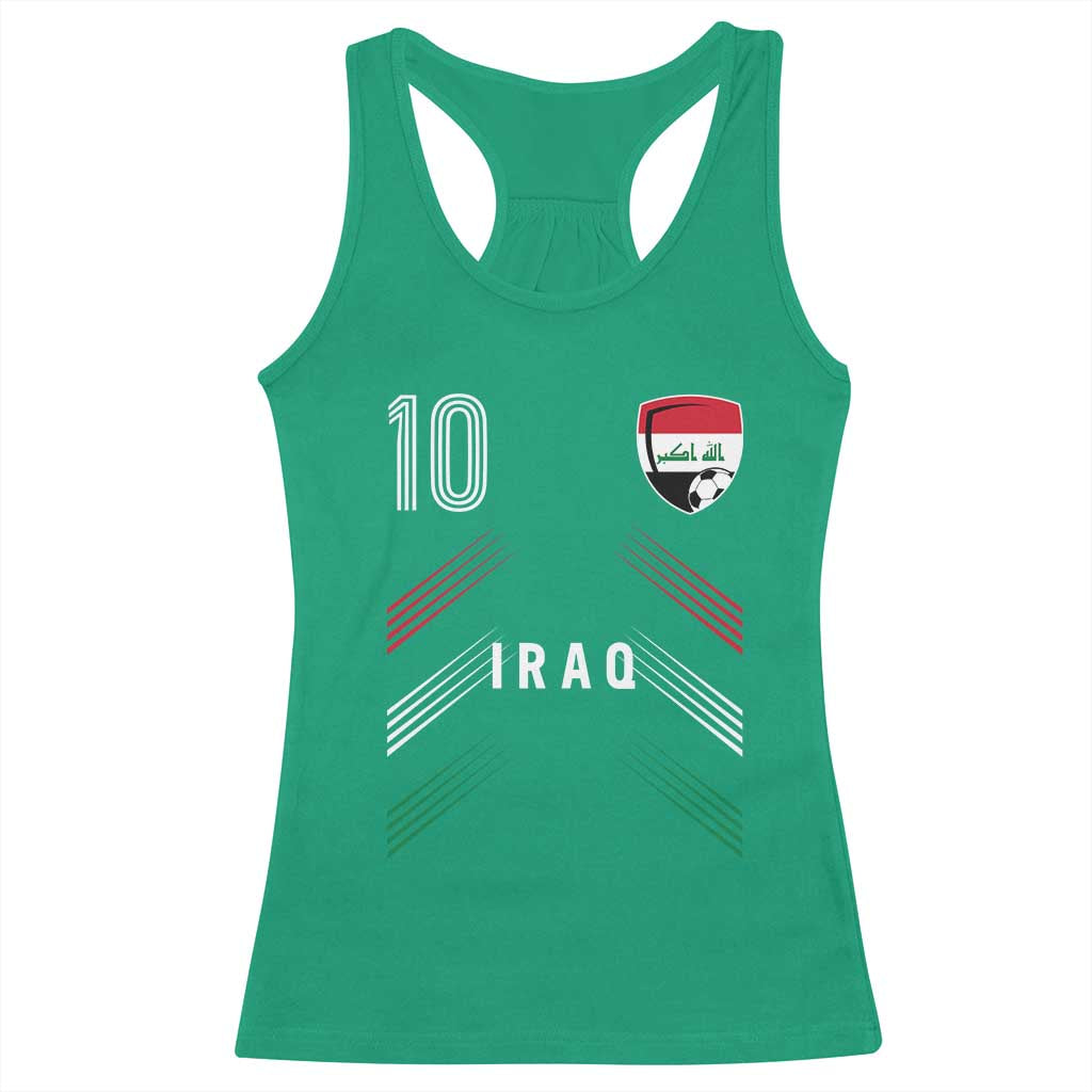 Iraq Soccer Sports Graphic Number 10 Jersey Style Racerback Tank Top Proud Iraqi Football Fans Game Day Pride