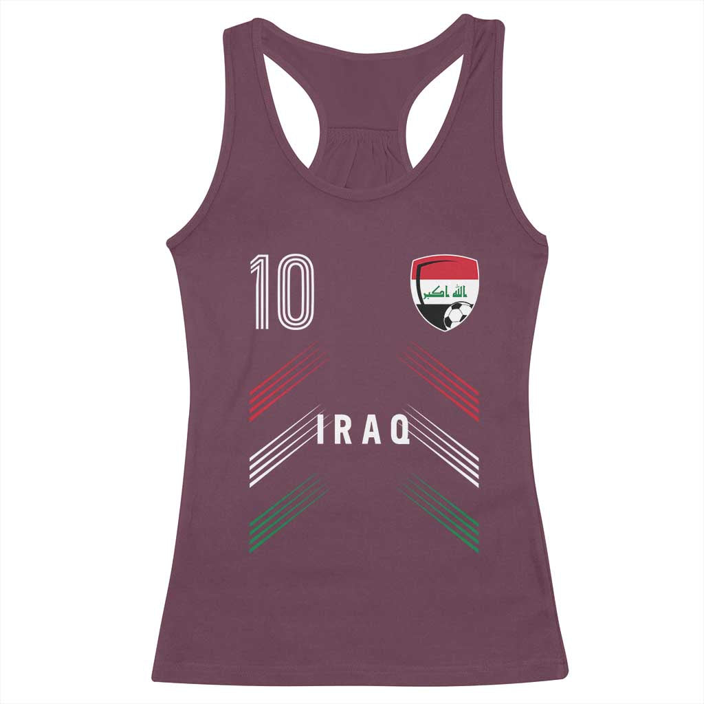Iraq Soccer Sports Graphic Number 10 Jersey Style Racerback Tank Top Proud Iraqi Football Fans Game Day Pride