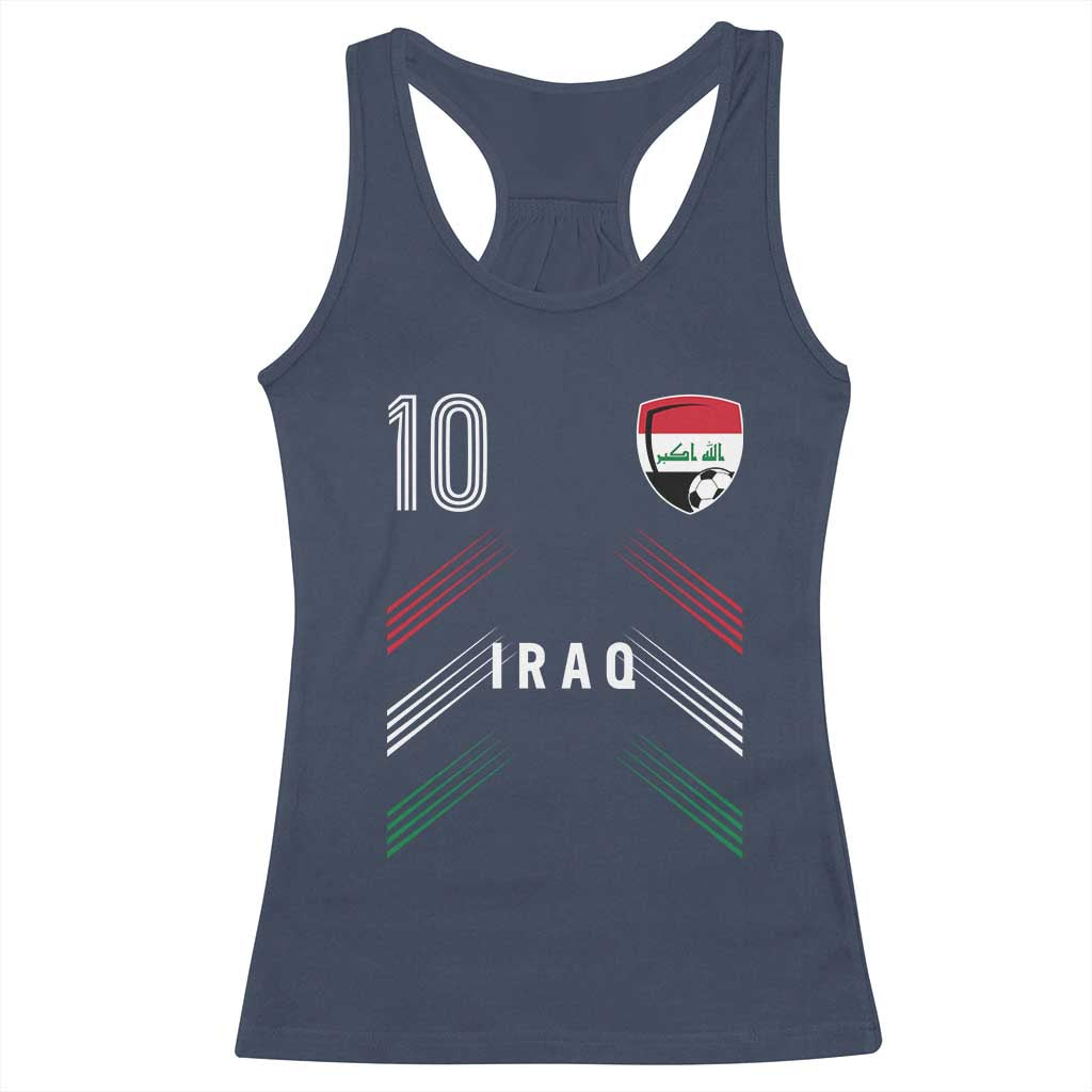 Iraq Soccer Sports Graphic Number 10 Jersey Style Racerback Tank Top Proud Iraqi Football Fans Game Day Pride