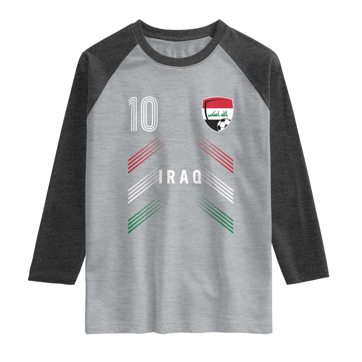 Iraq Soccer Sports Graphic Number 10 Jersey Style Raglan Shirt Proud Iraqi Football Fans Game Day Pride