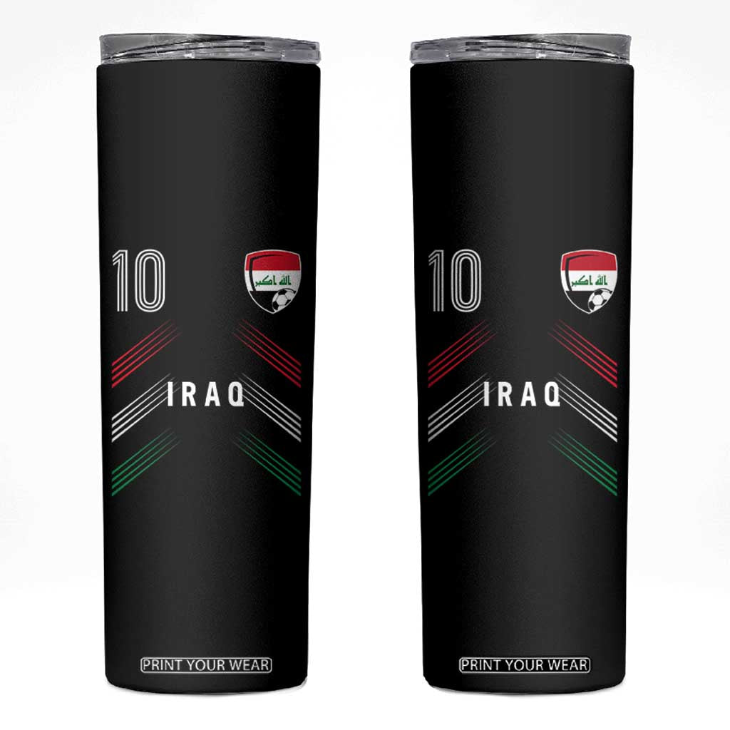 Iraq Soccer Sports Graphic Number 10 Jersey Style Skinny Tumbler Proud Iraqi Football Fans Game Day Pride TS02 Black Print Your Wear
