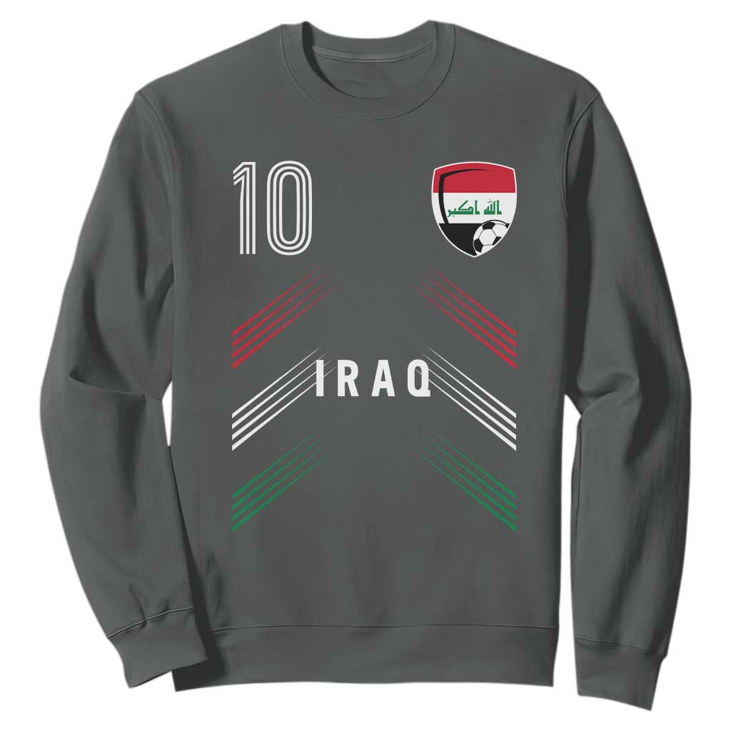 Iraq Soccer Sports Graphic Number 10 Jersey Style Sweatshirt Proud Iraqi Football Fans Game Day Pride