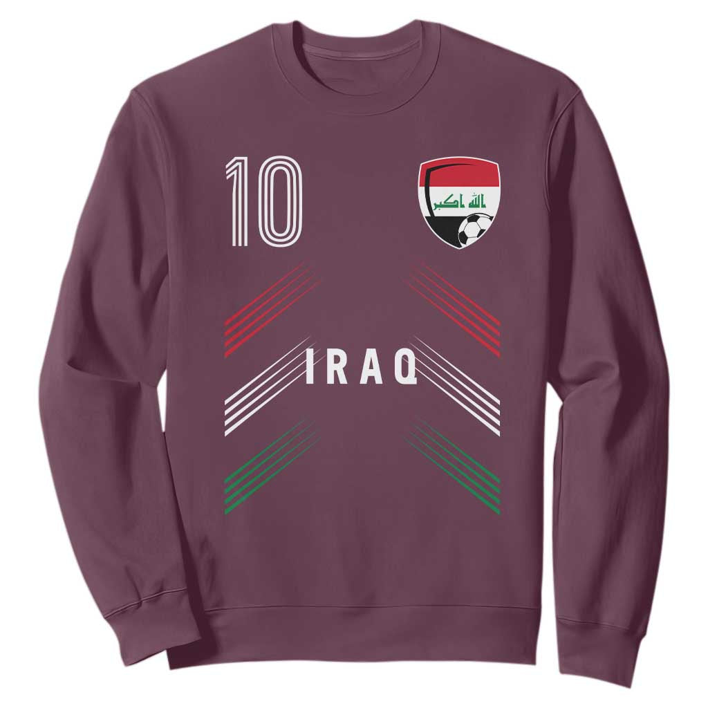 Iraq Soccer Sports Graphic Number 10 Jersey Style Sweatshirt Proud Iraqi Football Fans Game Day Pride