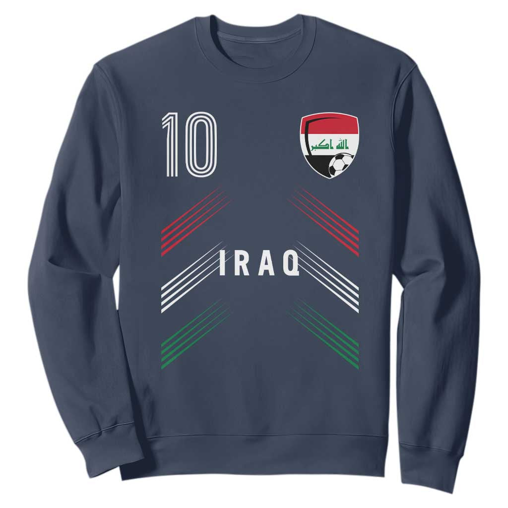 Iraq Soccer Sports Graphic Number 10 Jersey Style Sweatshirt Proud Iraqi Football Fans Game Day Pride