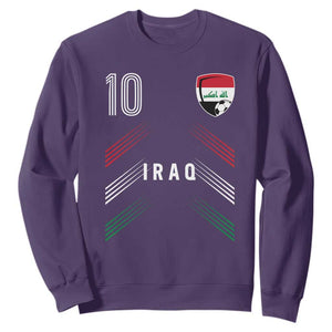 Iraq Soccer Sports Graphic Number 10 Jersey Style Sweatshirt Proud Iraqi Football Fans Game Day Pride