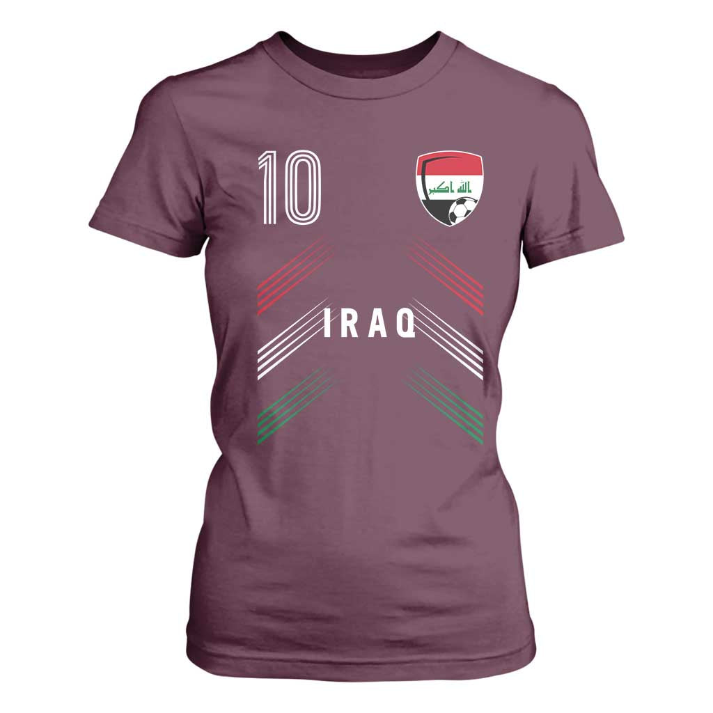 Iraq Soccer Sports Graphic Number 10 Jersey Style T Shirt For Women Proud Iraqi Football Fans Game Day Pride