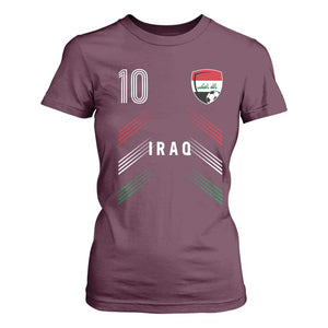 Iraq Soccer Sports Graphic Number 10 Jersey Style T Shirt For Women Proud Iraqi Football Fans Game Day Pride