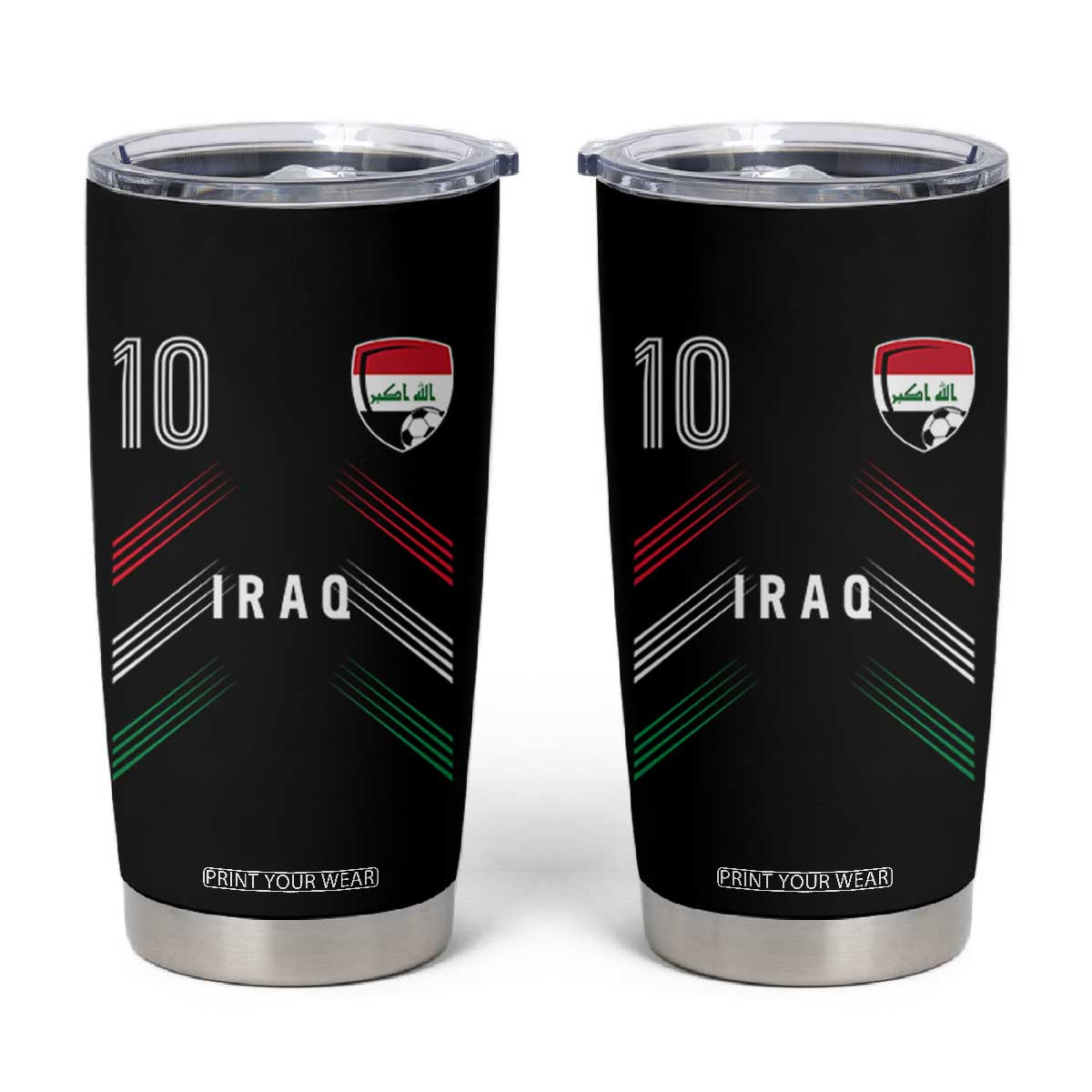 Iraq Soccer Sports Graphic Number 10 Jersey Style Tumbler Cup Proud Iraqi Football Fans Game Day Pride