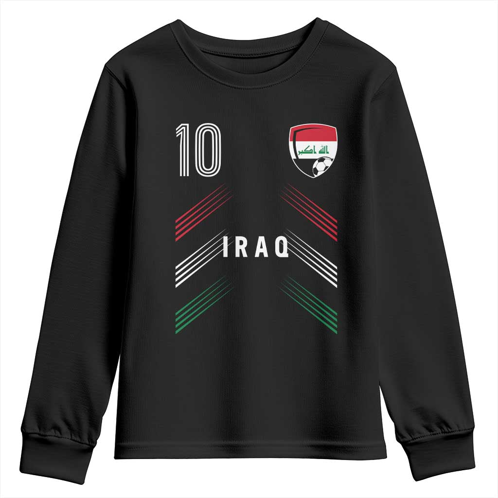 Iraq Soccer Sports Graphic Number 10 Jersey Style Youth Sweatshirt Proud Iraqi Football Fans Game Day Pride