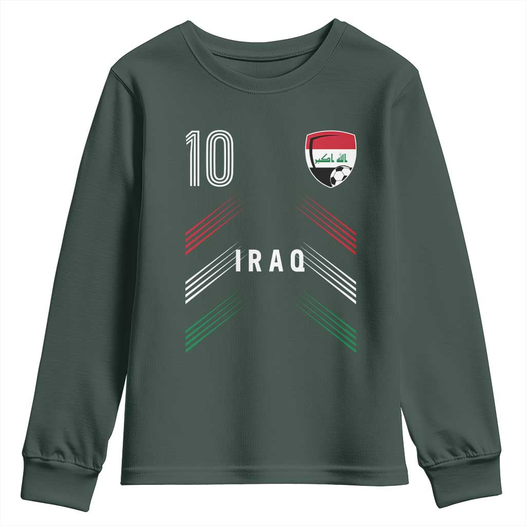 Iraq Soccer Sports Graphic Number 10 Jersey Style Youth Sweatshirt Proud Iraqi Football Fans Game Day Pride