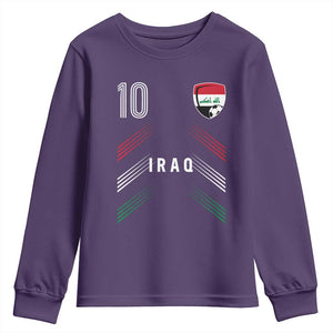 Iraq Soccer Sports Graphic Number 10 Jersey Style Youth Sweatshirt Proud Iraqi Football Fans Game Day Pride