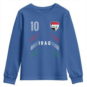 Iraq Soccer Sports Graphic Number 10 Jersey Style Youth Sweatshirt Proud Iraqi Football Fans Game Day Pride