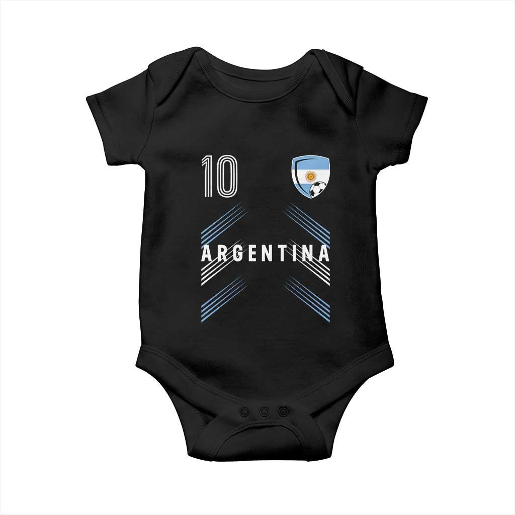 Argentina Soccer Sports Graphic Number 10 Jersey Style Baby Onesie Proud Argentine Football Fans Game Day Pride TS02 Black Print Your Wear