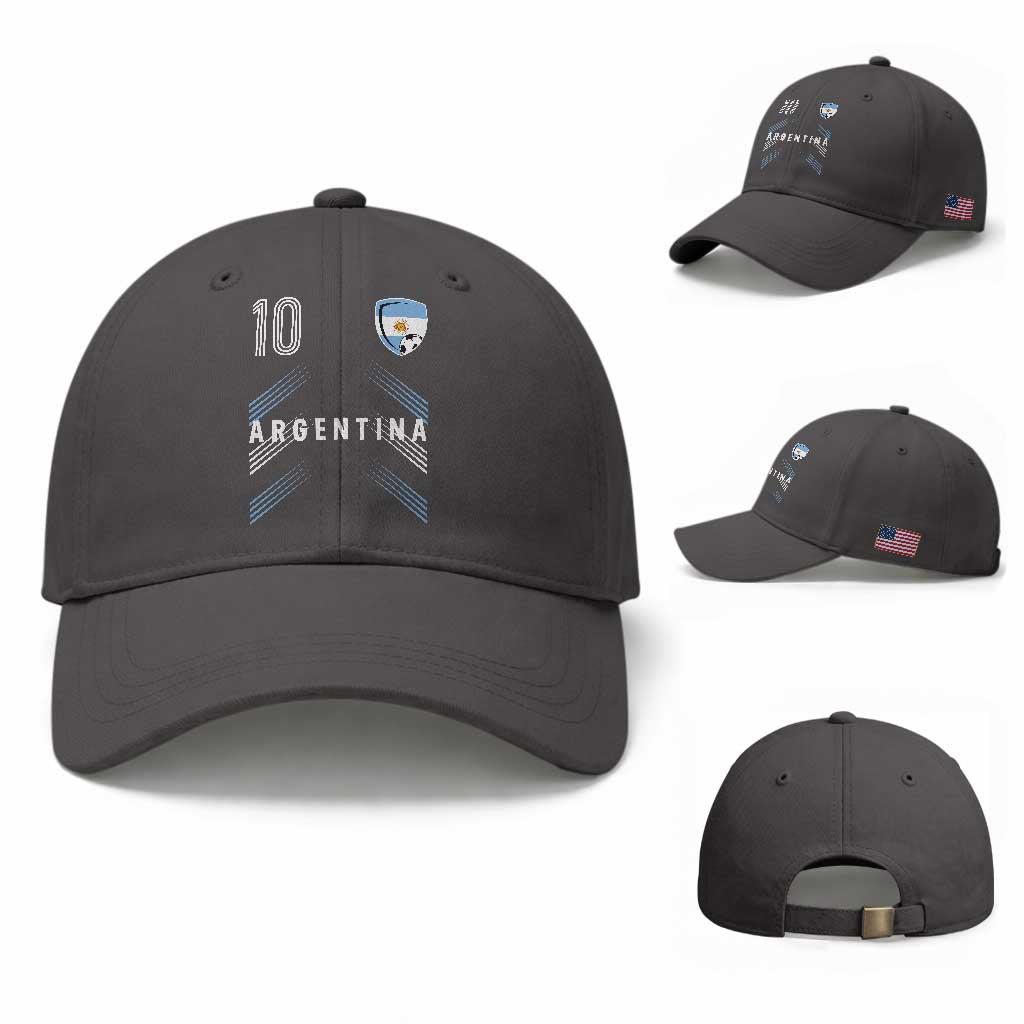 Argentina Soccer Sports Graphic Number 10 Jersey Style Baseball Cap Proud Argentine Football Fans Game Day Pride
