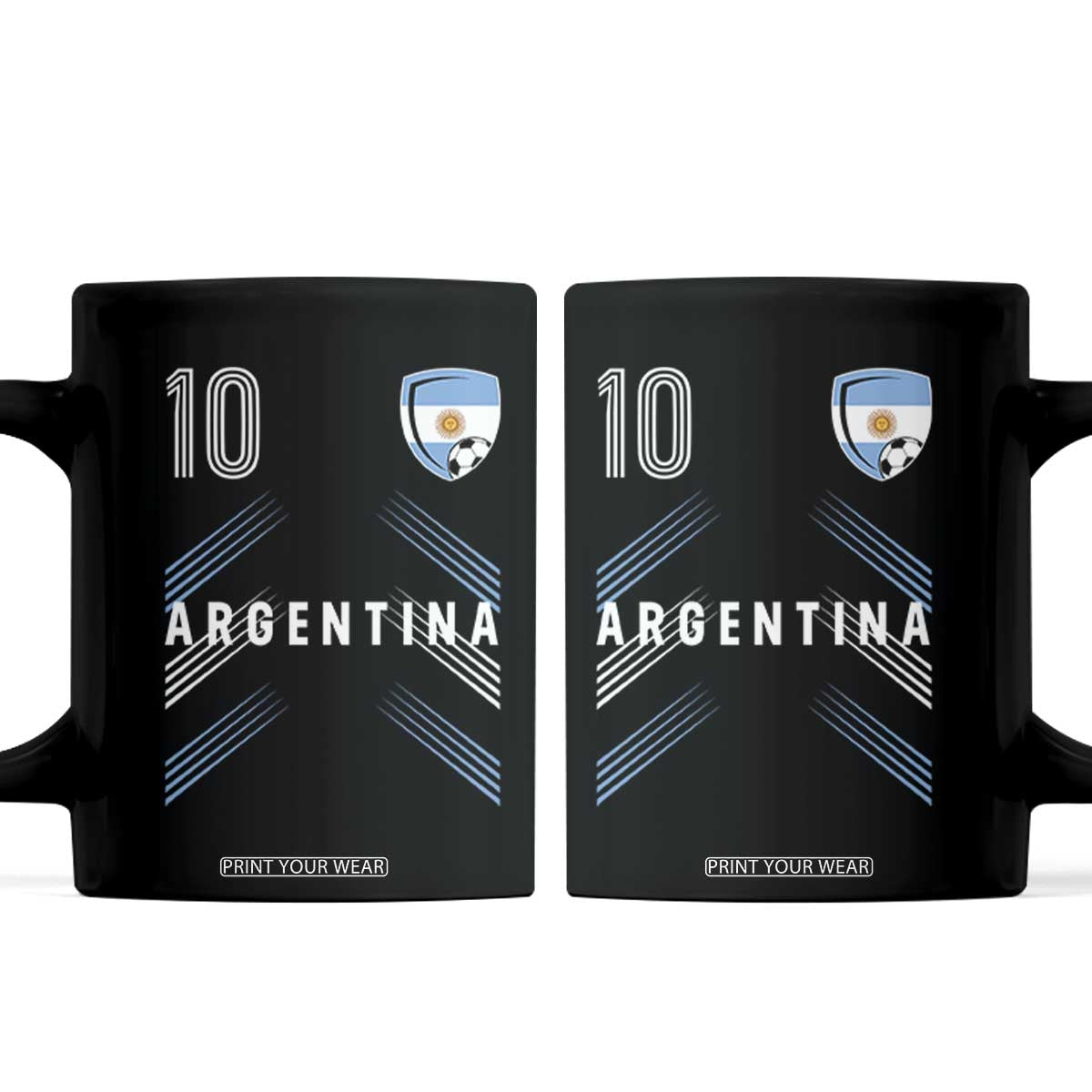 Argentina Soccer Sports Graphic Number 10 Jersey Style Coffee Mug Proud Argentine Football Fans Game Day Pride TS02 Black Print Your Wear