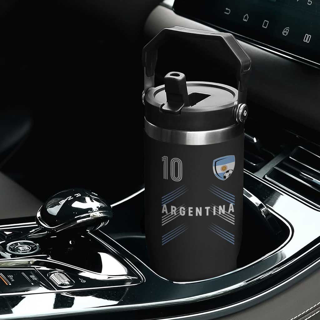 Argentina Soccer Sports Graphic Number 10 Jersey Style Flip Straw Tumbler Proud Argentine Football Fans Game Day Pride