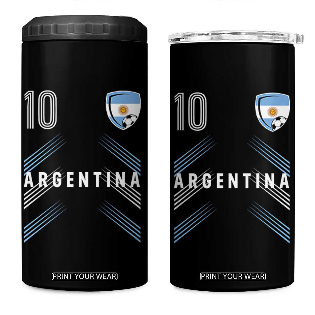 Argentina Soccer Sports Graphic Number 10 Jersey Style 4 in 1 Can Cooler Tumbler Proud Argentine Football Fans Game Day Pride