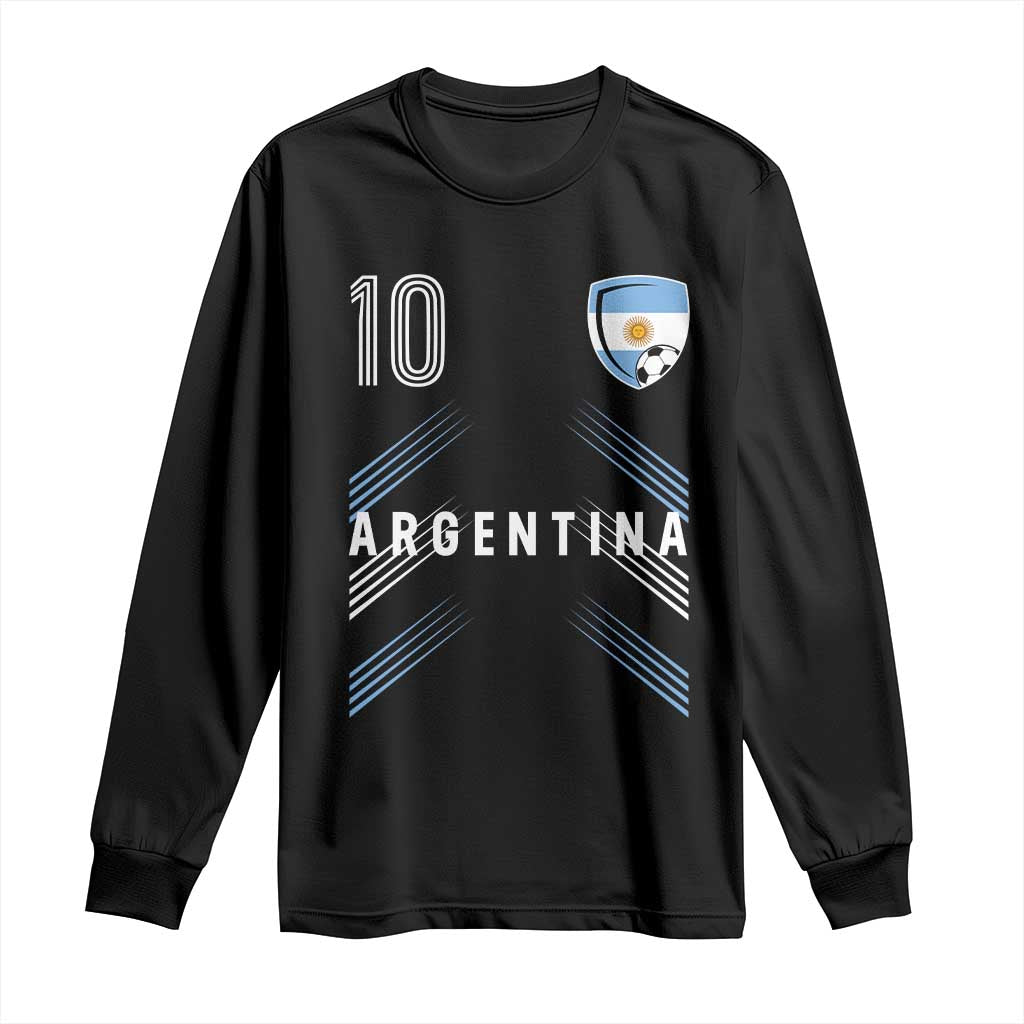 Argentina Soccer Sports Graphic Number 10 Jersey Style Long Sleeve Shirt Proud Argentine Football Fans Game Day Pride