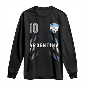 Argentina Soccer Sports Graphic Number 10 Jersey Style Long Sleeve Shirt Proud Argentine Football Fans Game Day Pride
