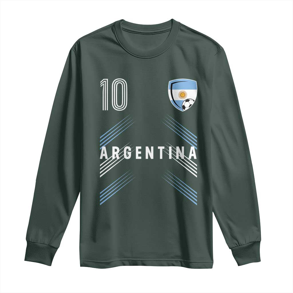 Argentina Soccer Sports Graphic Number 10 Jersey Style Long Sleeve Shirt Proud Argentine Football Fans Game Day Pride