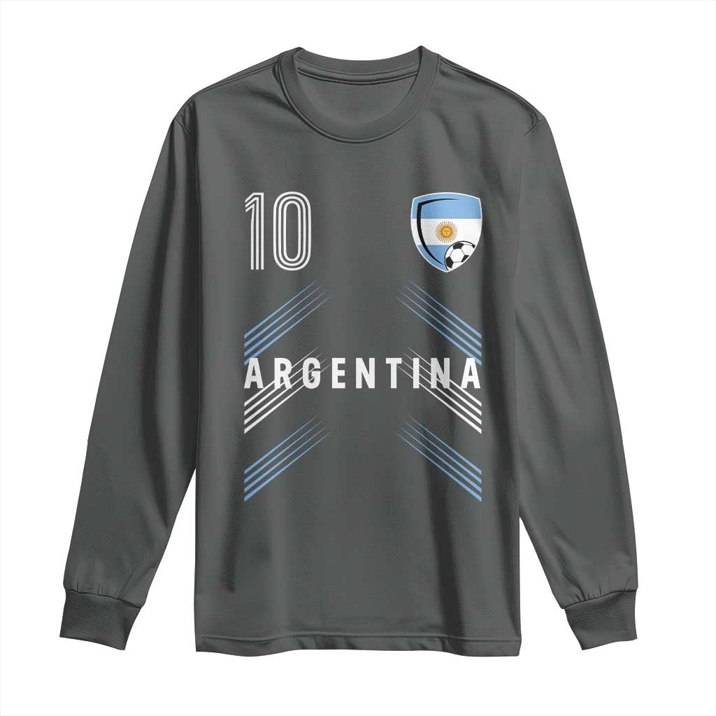 Argentina Soccer Sports Graphic Number 10 Jersey Style Long Sleeve Shirt Proud Argentine Football Fans Game Day Pride