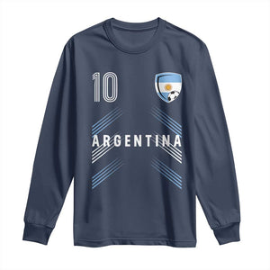 Argentina Soccer Sports Graphic Number 10 Jersey Style Long Sleeve Shirt Proud Argentine Football Fans Game Day Pride