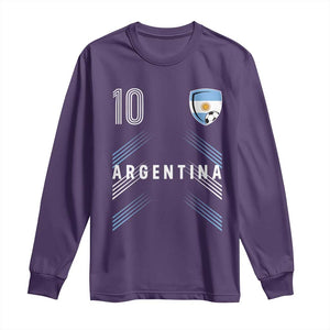 Argentina Soccer Sports Graphic Number 10 Jersey Style Long Sleeve Shirt Proud Argentine Football Fans Game Day Pride
