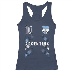 Argentina Soccer Sports Graphic Number 10 Jersey Style Racerback Tank Top Proud Argentine Football Fans Game Day Pride