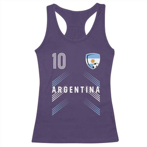 Argentina Soccer Sports Graphic Number 10 Jersey Style Racerback Tank Top Proud Argentine Football Fans Game Day Pride